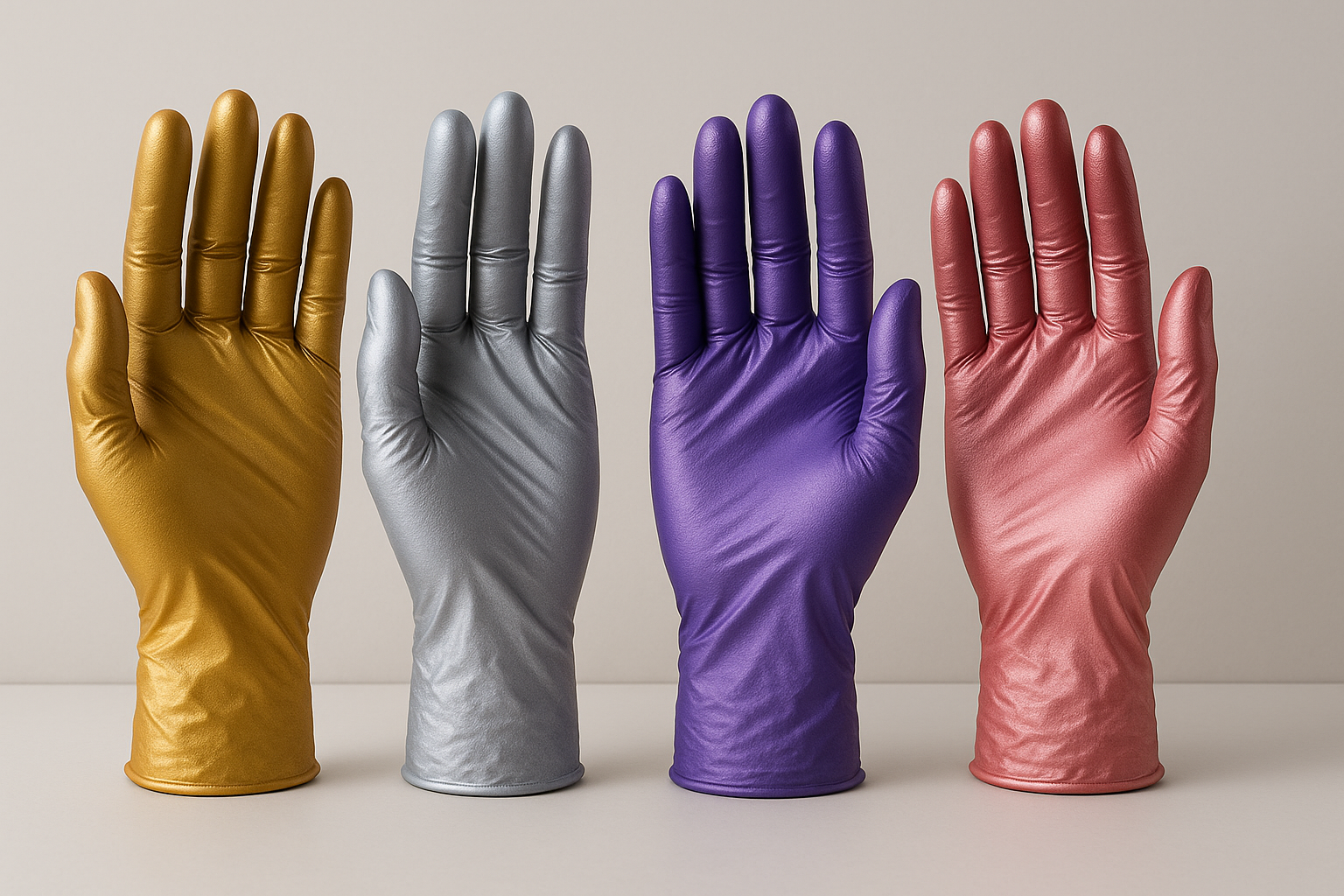 Unigloves Fancy Gold, Silber, Rose und Violet glänzend Nitrilhandschuhe