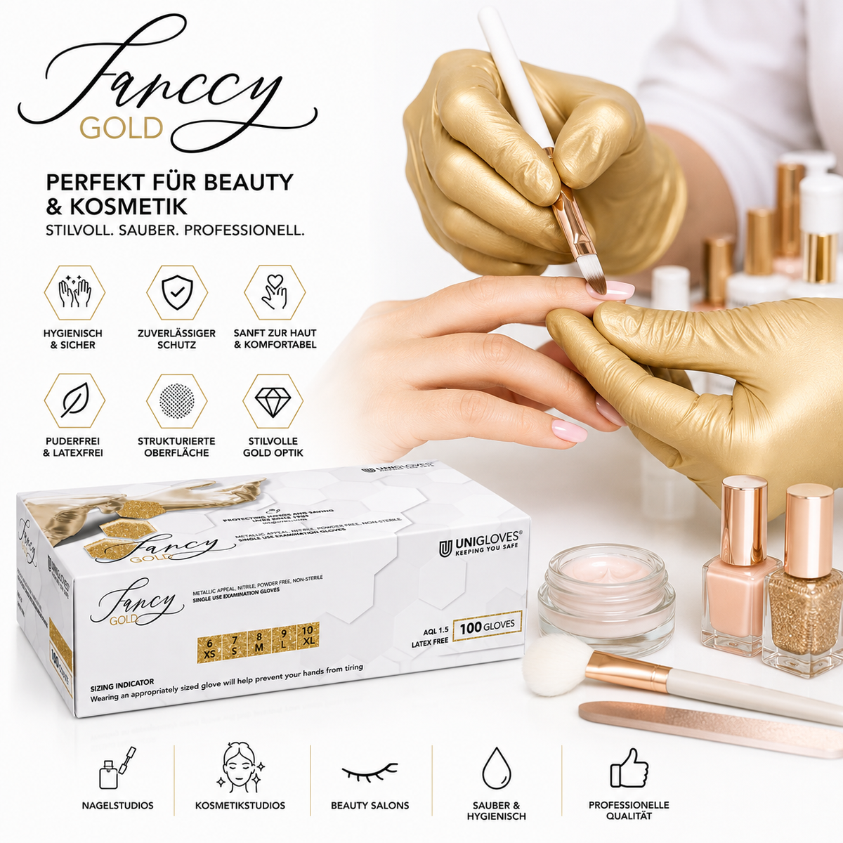 Unigloves Fancy Gold Nitrilhandschuhe - Gold glänzend