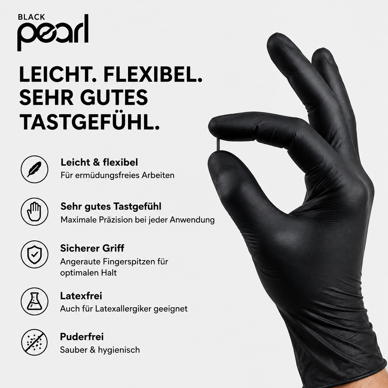 Black Pearl Nitrilhandschuhe – leicht, flexibel und mit sehr gutem Tastgefühl