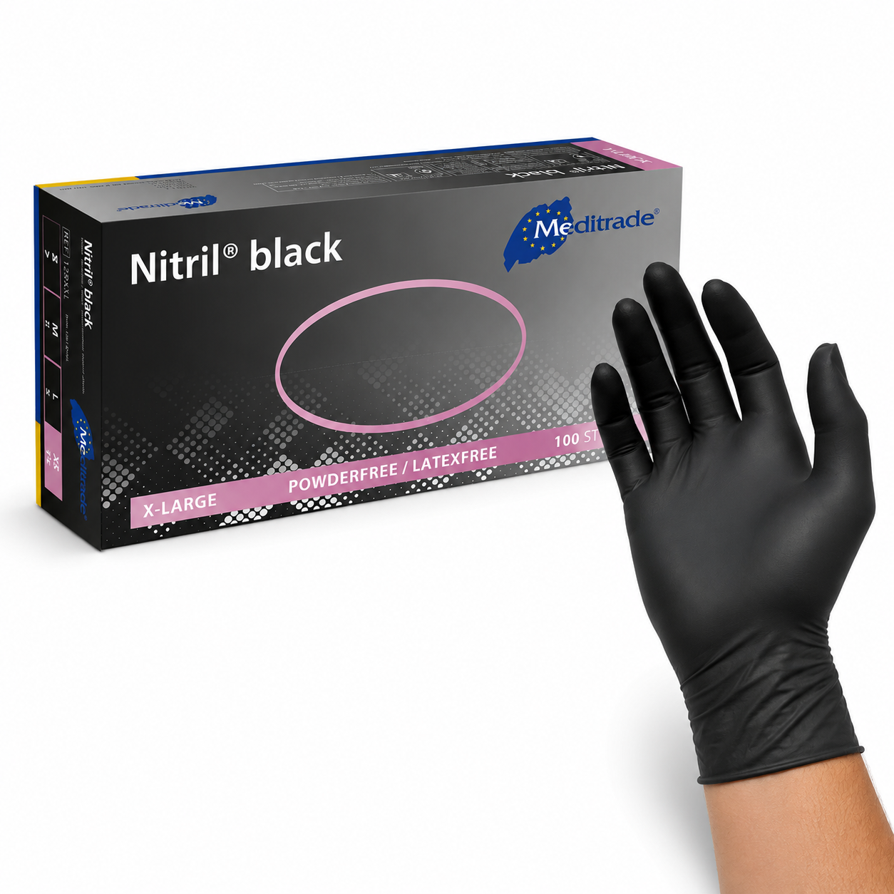 Meditrade Nitril Black Nitrilhandschuhe – robuste Passform und hoher Tragekomfort
