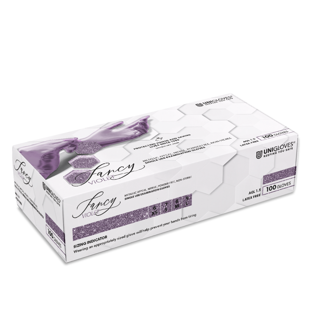 Unigloves Fancy Violet Nitrilhandschuhe in Violett glänzend – 100 Stück Box