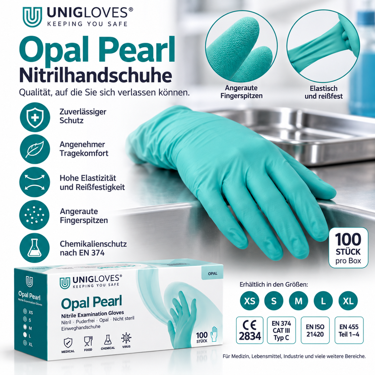 Unigloves Opal Pearl Nitrilhandschuhe – professionelle Qualität, zuverlässiger Schutz und hoher Tragekomfort