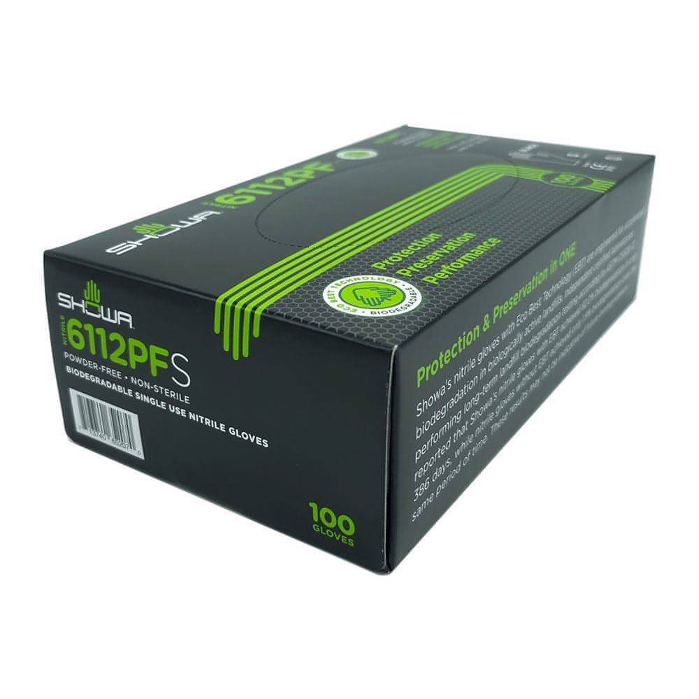 SHOWA 6112PF EBT schwarze biologisch abbaubare Nitrilhandschuhe – 100 Stück Box