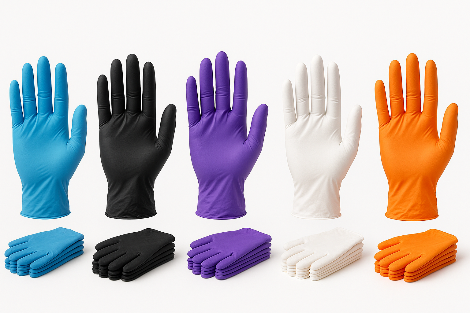 Verschiedene Nitrilhandschuhe in leuchtenden Farben, ideal für den Einsatz in der Schweiz - Nitrilhandschuhe Schweiz.