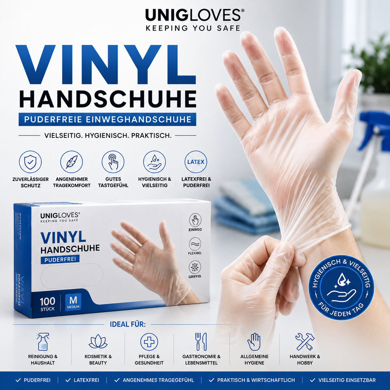 Vinylhandschuhe – Puderfreie Einweghandschuhe