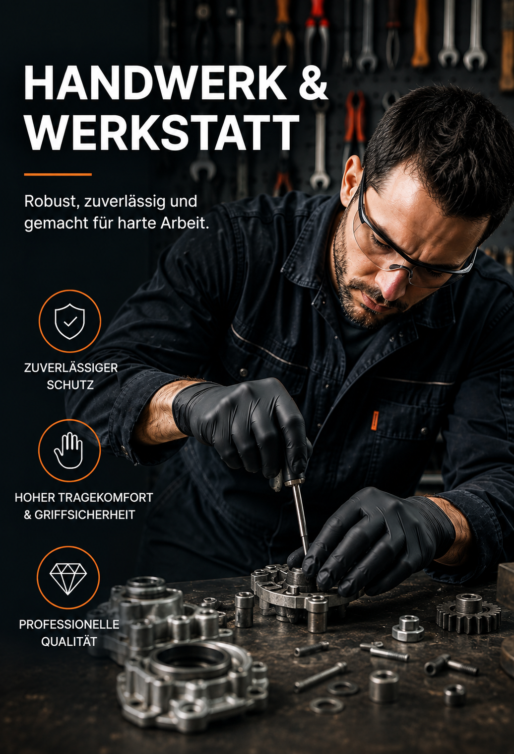 Glovix Einweghandschuhe für Handwerk, Werkstatt und professionelle Anwendungen