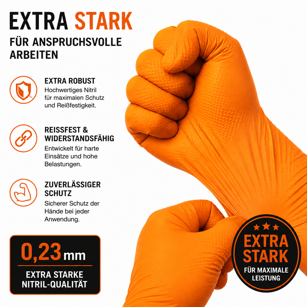 Falcon Grip Safety FALEGG extra starke orange Nitrilhandschuhe 0,23 mm
