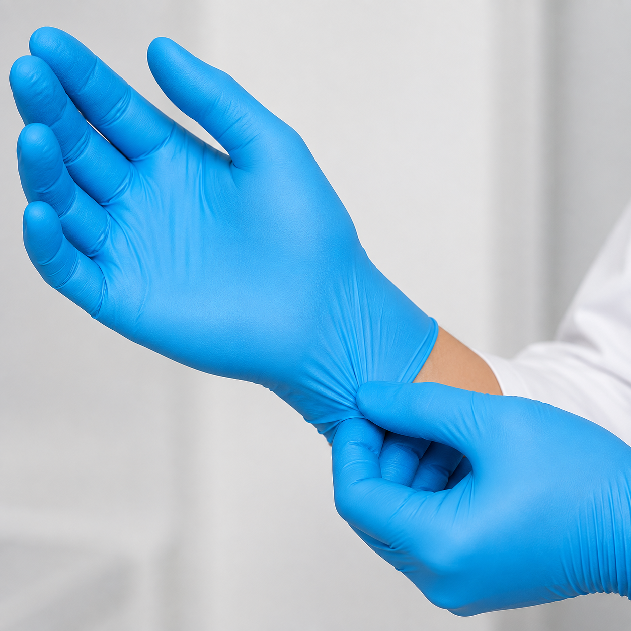 Unigloves Blue Pearl Nitrilhandschuhe – elastische blaue Einweghandschuhe mit flexibler Passform und hohem Tragekomfort