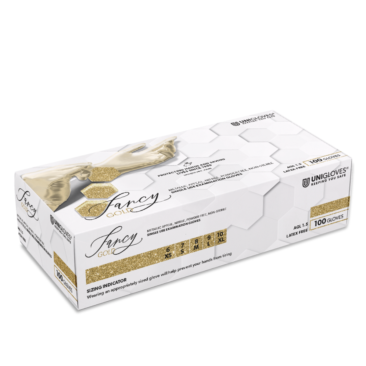 Unigloves Fancy Gold Nitrilhandschuhe in Gold glänzend – 100 Stück Box