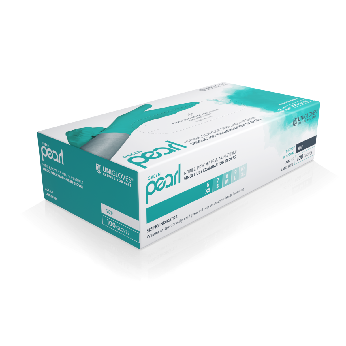 Unigloves Green Pearl Nitrilhandschuhe in Grün – 100 Stück Box
