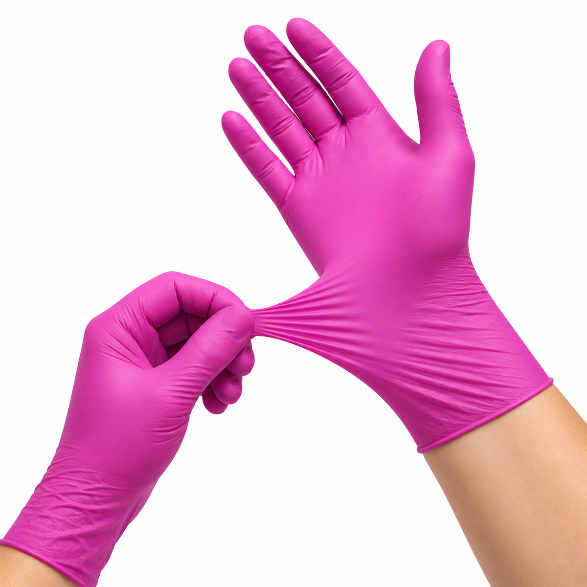 Unigloves Magenta Pearl Nitrilhandschuhe – elastische magentafarbene Einweghandschuhe mit flexibler Passform