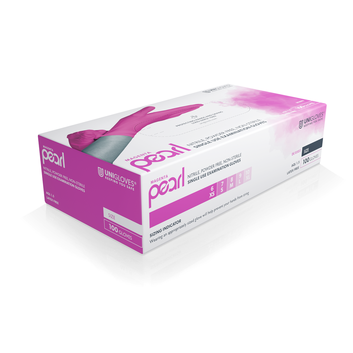 Unigloves Magenta Pearl Nitrilhandschuhe in Magenta – 100 Stück Box