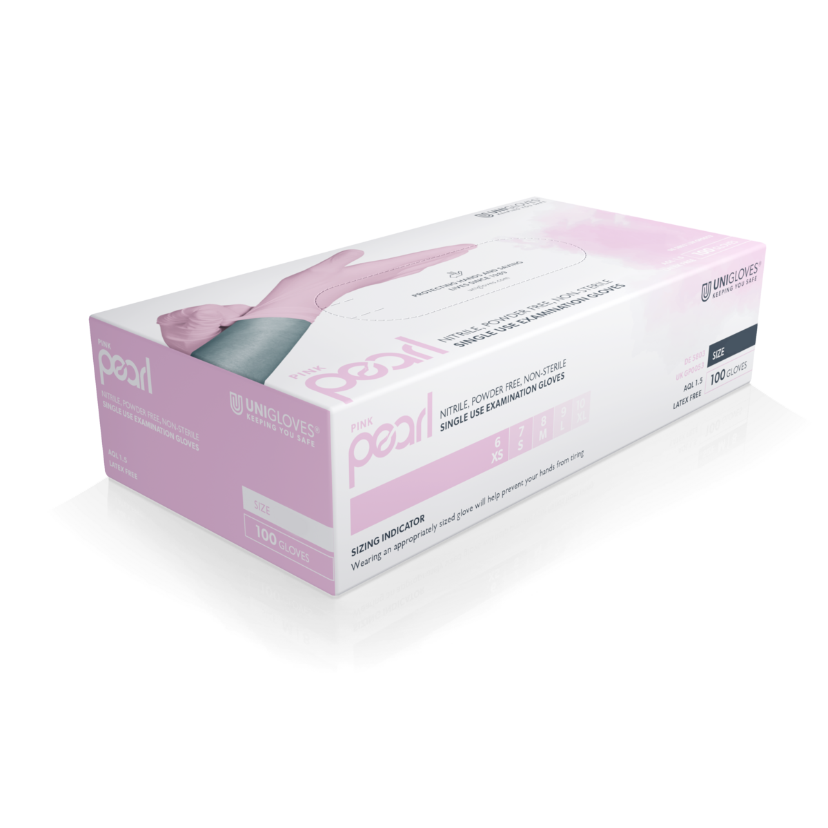 Unigloves Pink Pearl Nitrilhandschuhe in Pink – 100 Stück Box